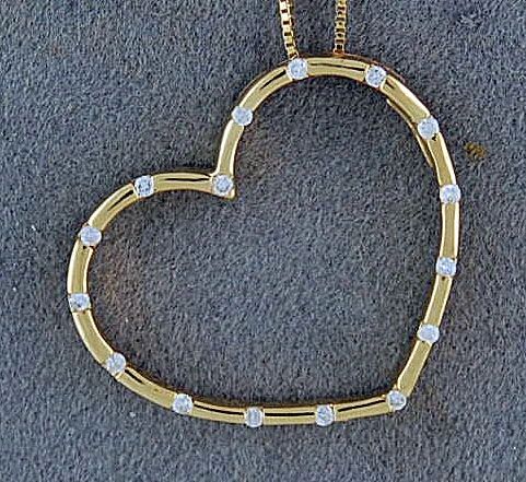 Bezel Set Diamond Heart on a Box Link Chain