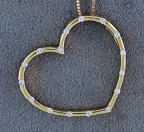 Bezel Set Diamond Heart on a Box Link Chain