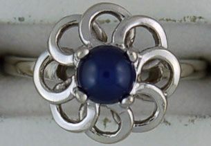 Ladies Synthetic Star Sapphire Flower Ring
