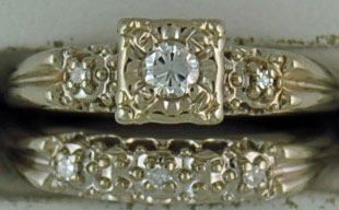 1/5ctw Diamond Period Piece Wedding Set