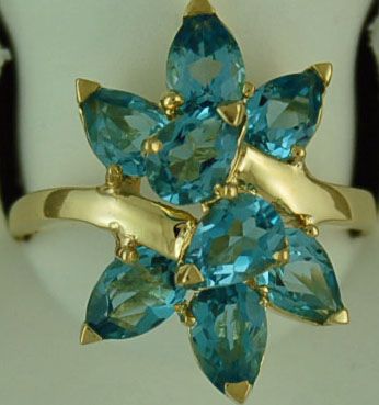 Ladies Blue Topaz Flower Ring