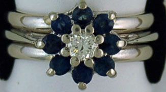 Lady's 5/8ctgw Diamond and Sapphire Flower Ring