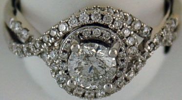 Lady's 1-1/4ctw Round Cut Diamond Halo Ring
