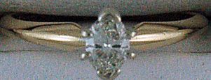 Ladies 1/4ct Marquise Cut Diamond Solitaire Ring