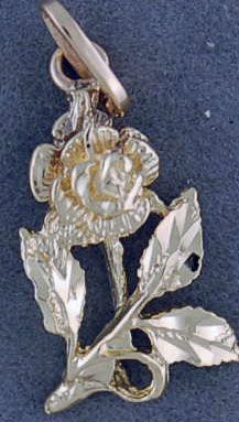 Rose and 3 Leaf Pendant