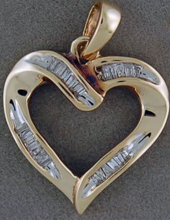 1/4ctw Baguette Diamond Heart Pendant