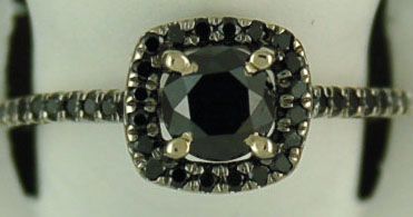 1-1/2ctw Black Diamond Halo Engagement Ring