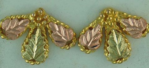 Three Leaf Black Hills Gold Earrings