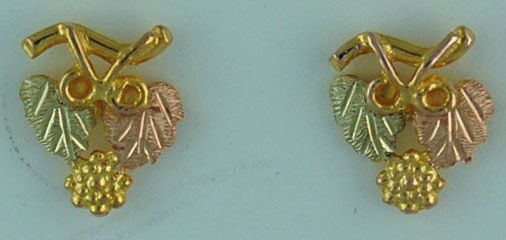 Black Hills Gold Leaf and Grape Earrings