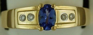 Lady's 1/20ctdw Sapphire and Diamond chip Ring