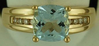 1/8ctdw Aquamarine and Diamond Ring