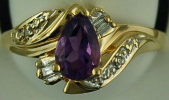 Lady's Pear cut Amethyst and Diamond Ring