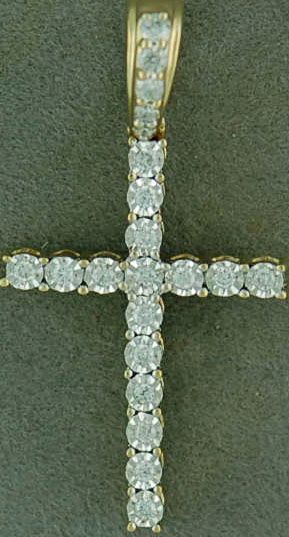 1/5ctw Round Diamond Cross Pendant