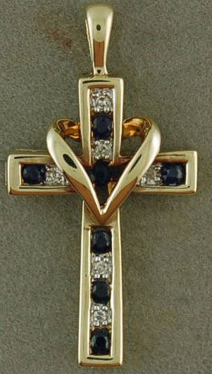 Diamond and Sapphire Cross Pendant