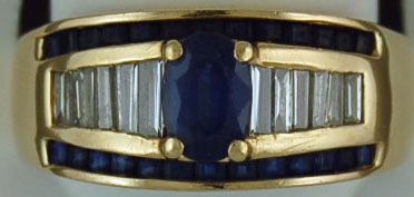 Lady's Sapphire and Diamond Dome Band