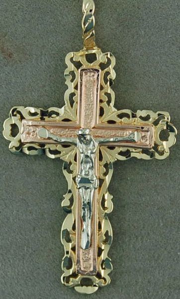 Tri-Color Lacy Crucifix