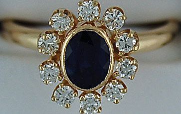 Ladies 1ctgw Diamond and Blue Sapphire Ring