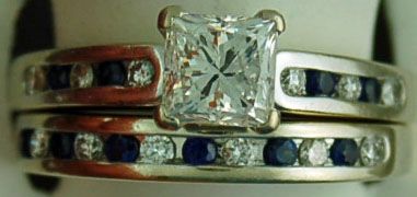 Lady's 1-1/2ctgw Filled Diamond and Sapphire Wedding Set