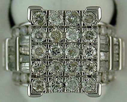 3-9/10ctw Round and Baguette Cluster Ring