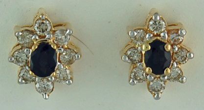 Sapphire and Diamond Star Cluster Stud Earrings