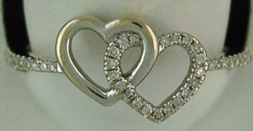 Lady's 42 Diamond Double Heart Ring