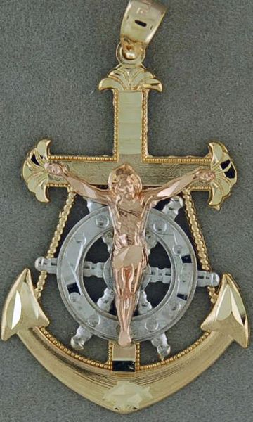 Tri-Color Mariners Crucifix Pendant