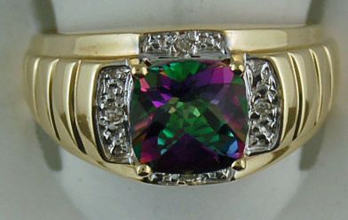 4 Round Brilliant Diamonds Mystic Topaz Center Stone