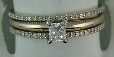 Princess Diamond Solitaire With Two Diamond Bands