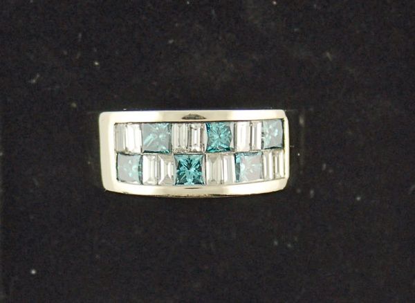 Blue Princess Diamonds 12 Baguette Diamond Band 1 1/2ctw