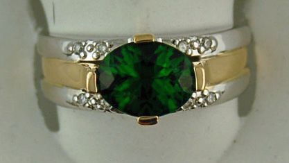 8 Diamonds And A Green Oval Stone