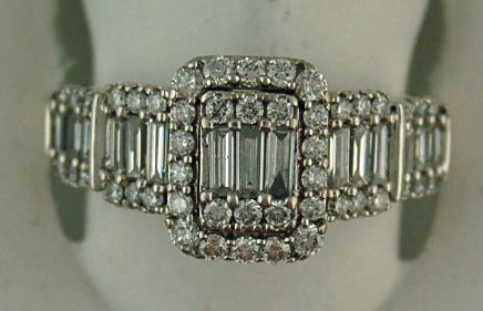 15 Baguettes 38 Round Brilliant Diamond Ring