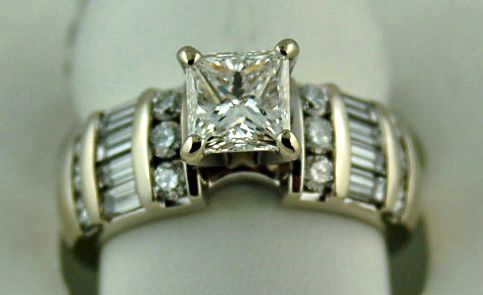 9/10ct Princess Diamond With 8 Baguettes 12 Round Diamonds