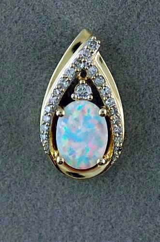 Diamond And Opal Pendant