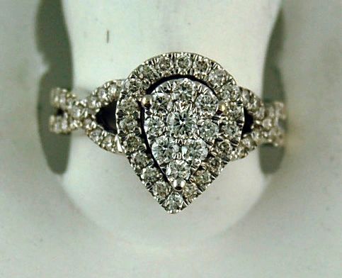Diamond Cluster Pear Mount 3/4ctw
