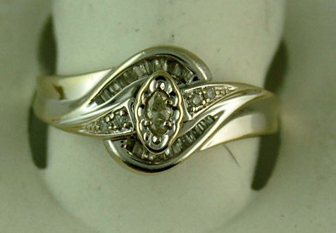 Marquis Diamond 4 Round 22 Baguette Ring