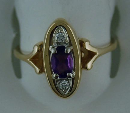 Diamond And Amethyst Oval Ring