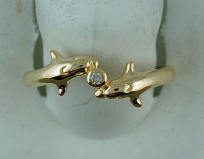 Diamond Solitaire Dolphin Ring