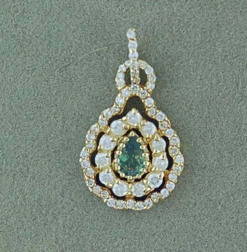 Green Pear Stone And Diamonds