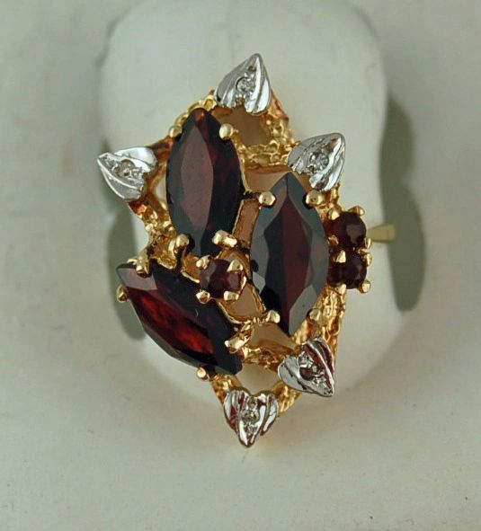 Garnet And Diamond Ring SZ 5