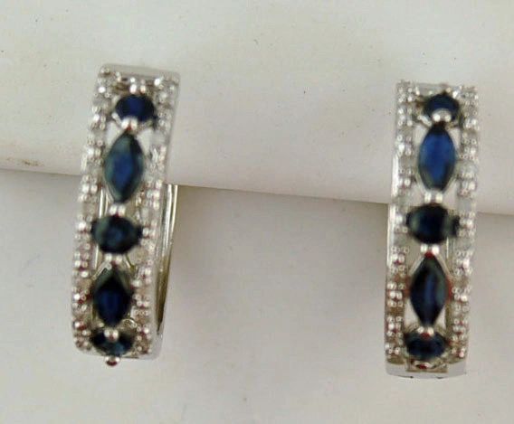 Sapphire And Diamond Hoops