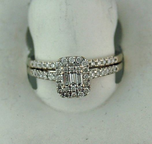 3 Baguette And 43 Round Diamonds Halo Wedding Engagement 1/2ctw