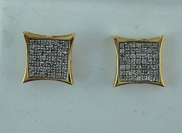 49 Diamonds In Each Square Studs Screw Backs 1/2ctw