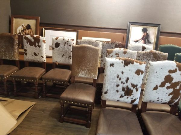 Cowhide dining room set new arrivals