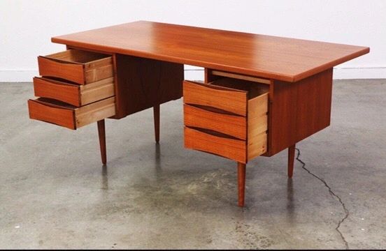 Mid Century Modern Writing Desk Walnut Wood Teak Rosewood