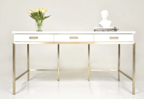 Modern Writing Desk White Lacquer Campaign Desk Bespoke