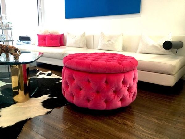 Hot pink clearance tufted ottoman