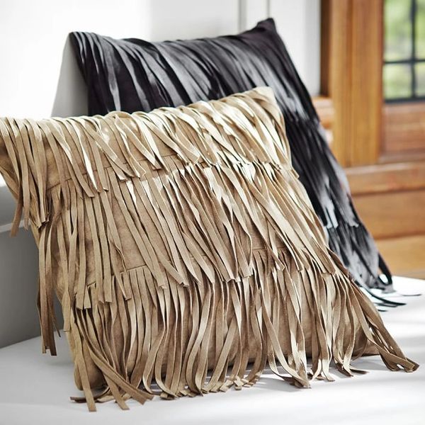 Black Fringe Throw Pillows - Set of 2