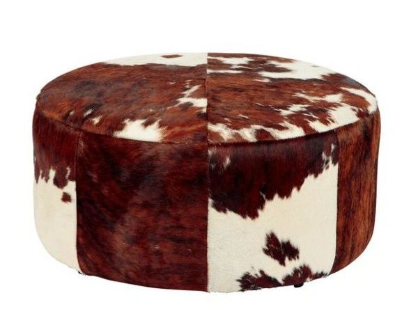 Patchwork Cowhide Ottoman Luxurious Brazilian Hides Be Sofia