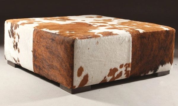 Ottoman Cowhide Leather Coffee Table Souffle Pouf Stool Bench Custom Made Cocktail Ottoman Seating Be Sofia