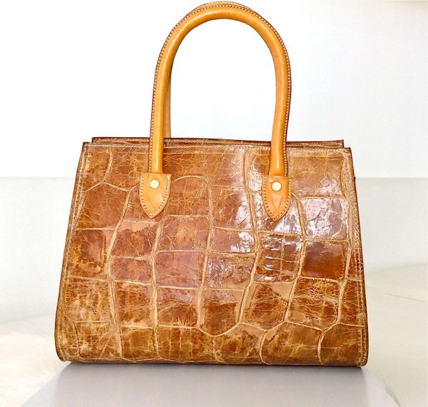 Bespoke Leather Tote- Woman's handbag- Embossed Crocodile Leather XL ...